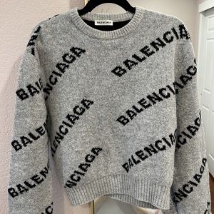 Baleciaga logo wool sweater in grey